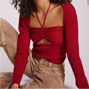 NWT Maeve Anthropologie Shrug Sweater Tank (2pc) Set Ribbed Red Size Small